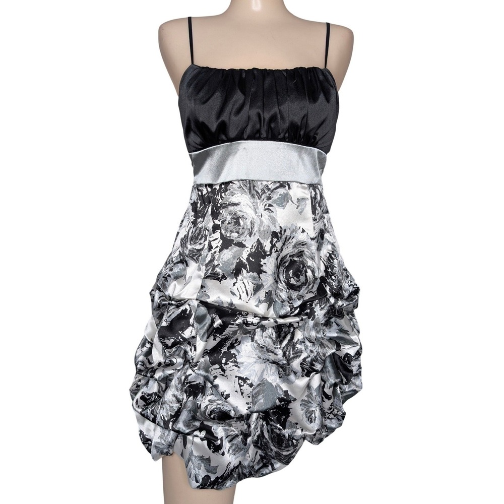Y2K Satin Babydoll HOCO Ruched Mini Dress 11 Bow‎ Coquette Whimsigoth Fairy Prom